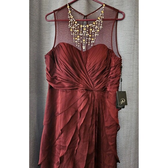 Adrianna Papell Gown Flutter Jewel Neck Maroon NEW NWT sz 16 MSRP $240 - Picture 2 of 11